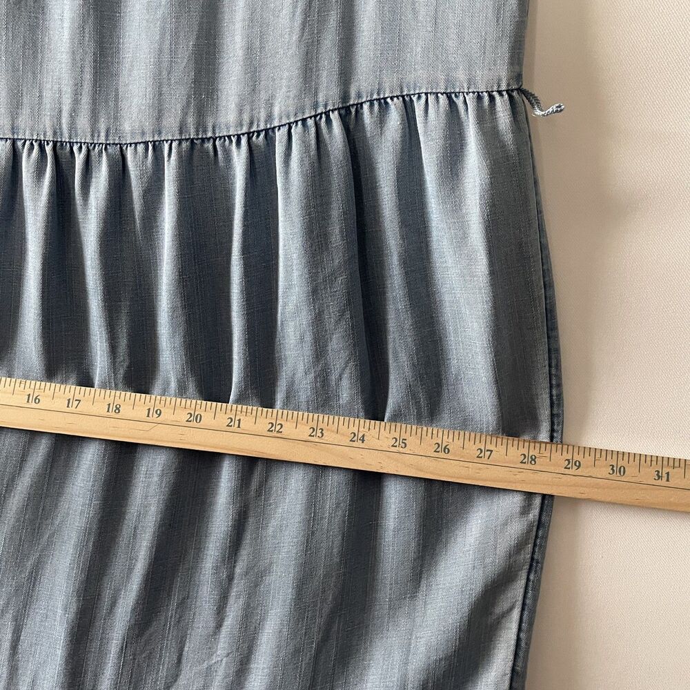 LOFT Tiered Dress Sleeveless Blue Chambray Women's Size L - Picture 7 of 11